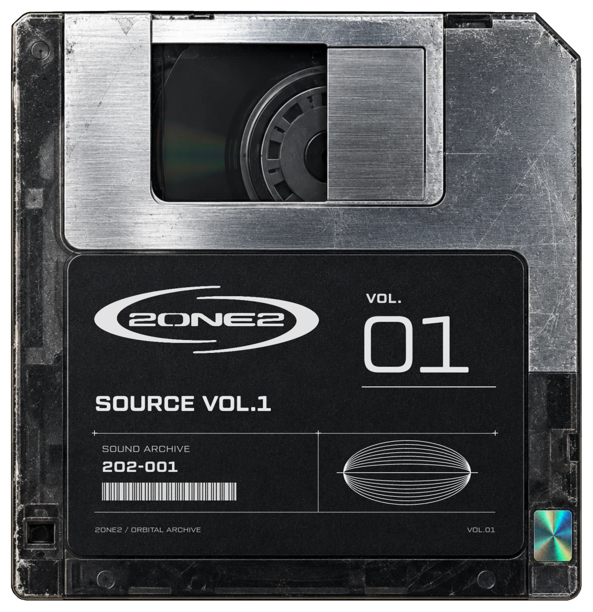 2one2 SOURCE VOL.1 sample pack artwork on a black and silver disk.
